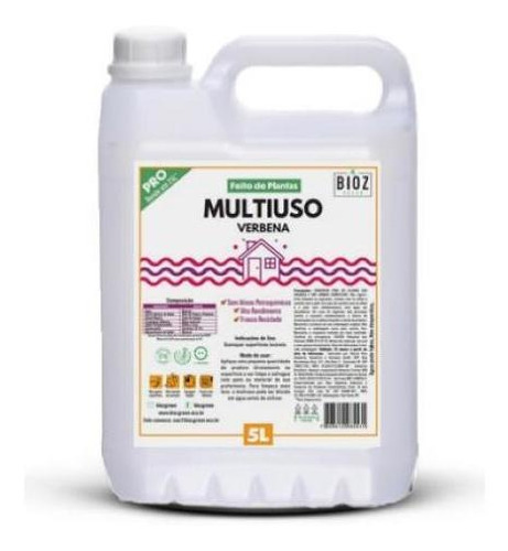 Kit 2x: Multiuso Limpeza Biodegradável Verbena Bioz Green 5l