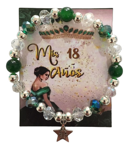 30 Recuerdos Mis 18 Años Pulsera Verde