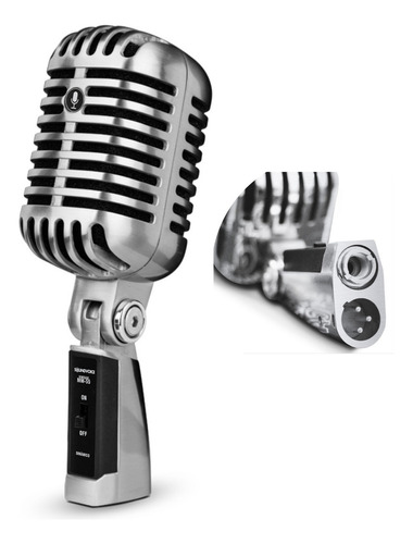Microfone Retro Vintage Profissioanal Soundvoice Mm-55 Cor Prata