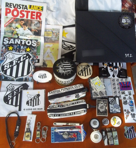 Santos Futebol - Gravura Vila Belmiro + Bandeira + Itens