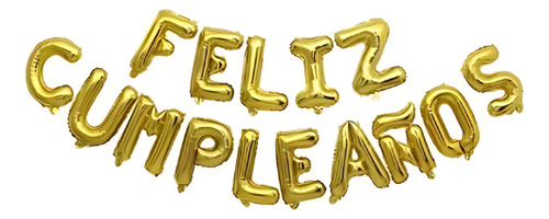Set Globo Frase Feliz Cumpleaños Color Plateado