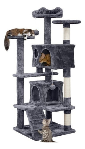 Arbol De Gato Multi Condominio Rascador Gris 1.37 M Alto