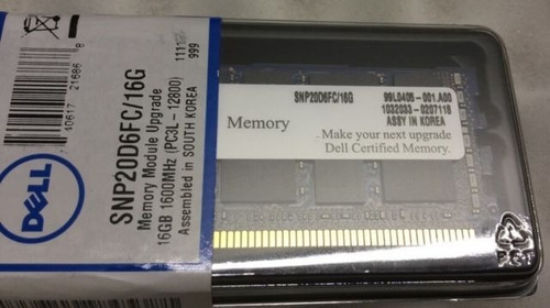 Imagen 1 de 5 de Memoria De 16gb Dell Ddr3 Snp20d6fc/16g Ecc Reg 1600/12800