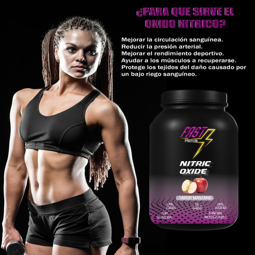 Óxido Nítrico Fast Suplement 1kg 200 Serv Varios Pre Entreno Manzana