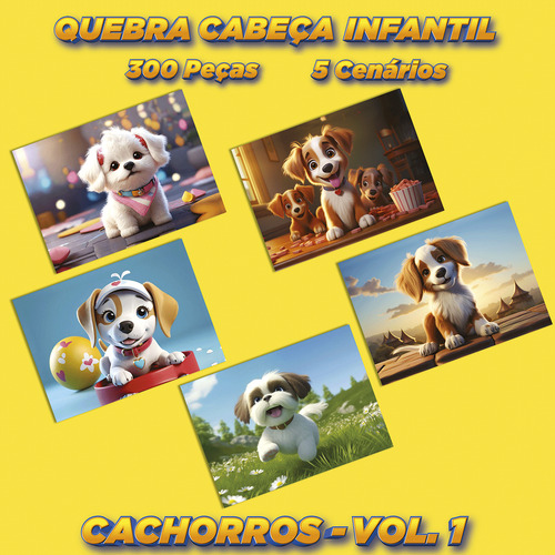 Quebra Cabeça Kit Com 5 Modelos Cachorros - Vol 1