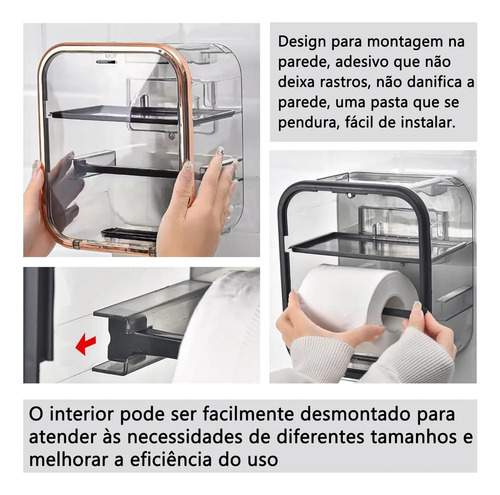 Suporte Porta Papel Higiênico Com Fixação Organização Design