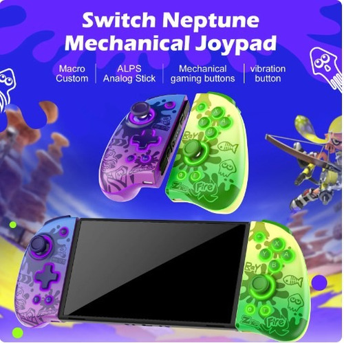 Joy-pad Joy Con Iine Elite Pro Nintendo Switch Rgb Splatoon Cor Verde