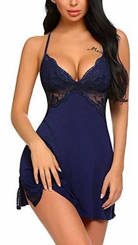 Adome Mujer Chemise Lencería Sexy Camisón Completo Slips Lac