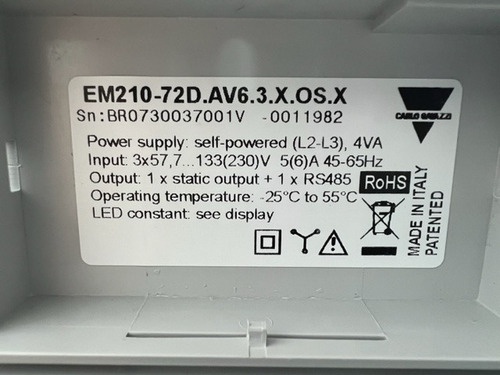Medidor De Energia 3 Fases Carlo Gavazzi Em21072dav63xosx