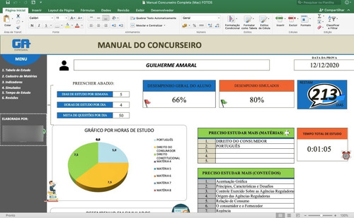 Planilha De Estudos Para Concurso (com Cronômetro + Revisão)