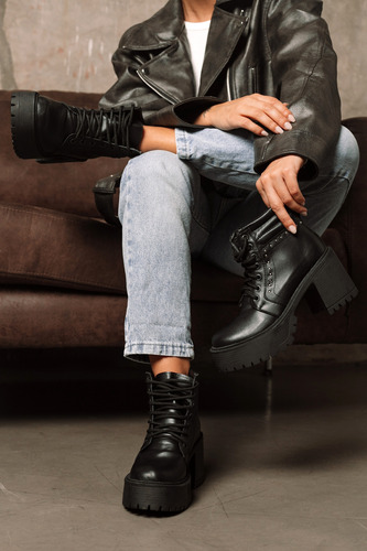 Borcegos Mujer Cuero Taco Alto Plataforma Botas Moda Romi