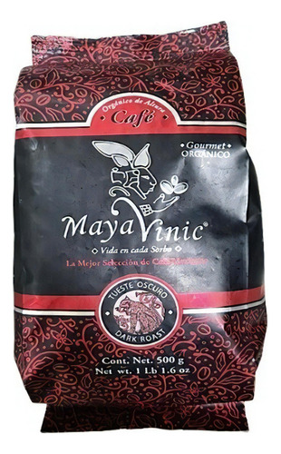 Café Maya Vinic Chiapas 100% Orgánico Grano Tueste Oscuro