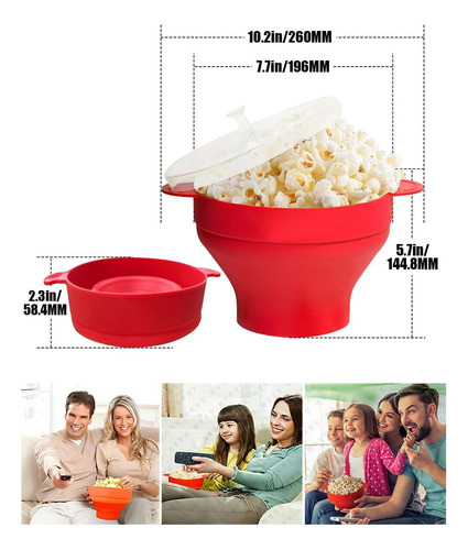 Cuenco De Silicona Para Palomitas Maíz Con Asa, Cubo Grande