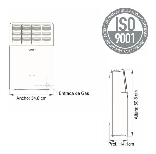 Imagen 4 de 9 de Calefactor Eskabe Sin Salida Miniconvex 3000 Kcal/h Estufa