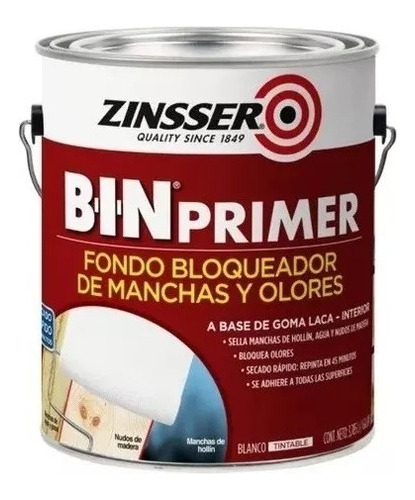 Bin Primer Bloqueador Blanco Zinsser Superficie 3,785l 