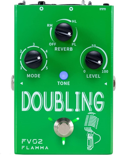 Pedal De Efctos Vocal Octava + Reverb Flamma Fv02 Doubling C Color Verde