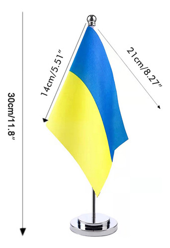 Bandera De Mesa De Ucrania, Base Y Bastón De Escritorio Ucra
