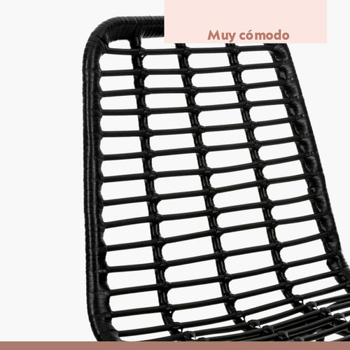 Taburete Alto De Terraza Rattan Grecia Color Negro