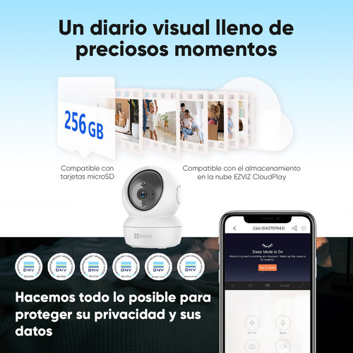Ezviz Mini Cámara Ip Pt 2mp C6n-32 Wi-fi + Microsd De 32gb Con Seguimiento Inteligente + Visión Nocturna Incluida Con Movimiento Ptz C6n Y Audio Bidireccional