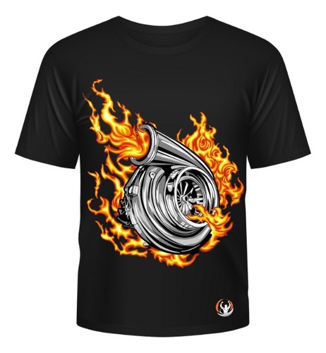Camiseta Carreras Motor Fuego Negro
