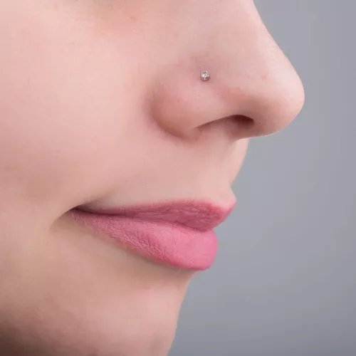 Piercing de Ouro Branco 18k Nariz/Orelha com Diamante de 2 pts ac06920 -  Joiasgold Mobile