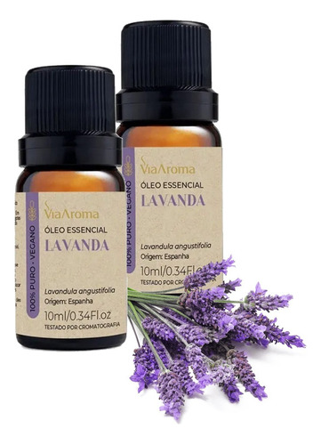 Óleo Essencial Lavanda 2un. 100% Natural Via Aroma 10ml