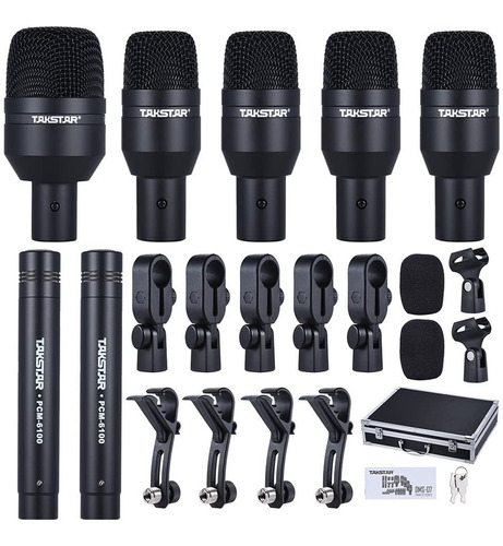 Kit De 7 Microfones Para Bateria Takstar Dmsd7 + Estojo Top
