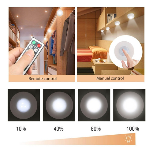 Set De 6 Luces Led Inalámbricas, 4000k, Para Cocina, Bajo