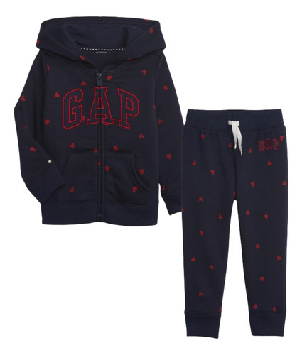 Conjunto Infantil Gap Logo Menina Corações Original Importad