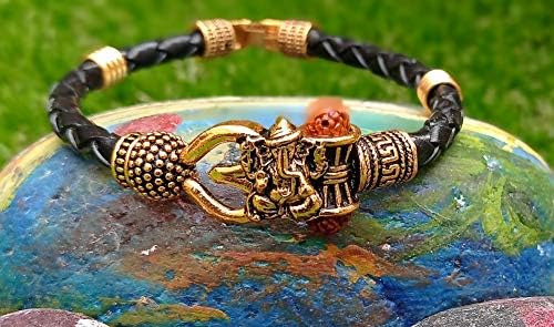 Wonder Care Rudraksha Ganesh Trishul Damroo Kada Para Hombre