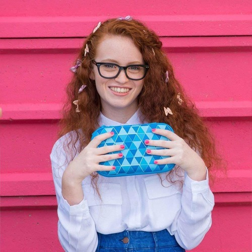 Zipit Case Triangulos Azul Lapicera Estuche Organizador Xl