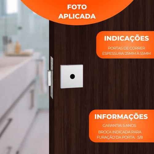 Fechadura Auxiliar Trava Stam 1004 Inox Cromado Com 4 Chaves
