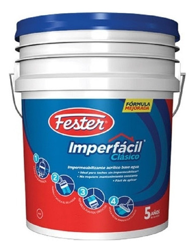 Imperfacil Fester Impermeabilizante Acrílico Base Agua 19 L Color Blanco - 5 Años