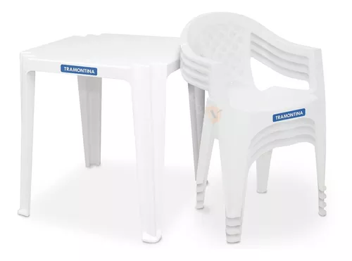 Conjunto de Mesa e Cadeiras Tramontina Tambaú Iguape - Branco