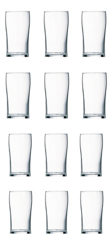Vaso Cervecero Media Pinta De Vidrio 240 Ml Luminarc X12 Uni Color Transparente