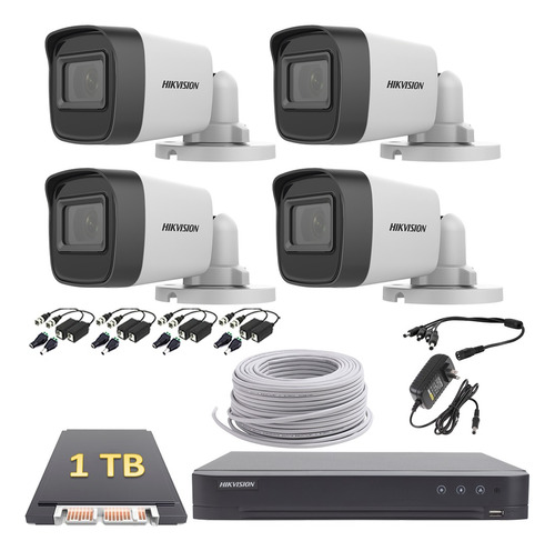 Kit Circuito Cerrado 4 Cámaras 2 Mp Microfono 1 Tb Dvr 8 Utp