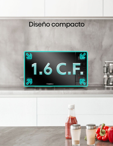 Horno Microondas Grill Inverter Hisense 1.6 Negro Espejo