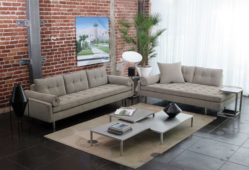 Sillon Sofa 3 Cuerpos Vioski Chicago Gris Claro / Kubus