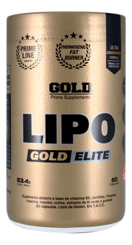 Quemador De Grasa Lipo Gold Elite 60 Caps Gold Nutrition Sabor Sin Sabor