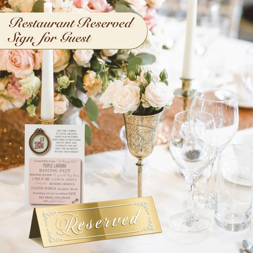 12 Placas De Mesa Reservadas, Placas De Ouro Reservadas Para
