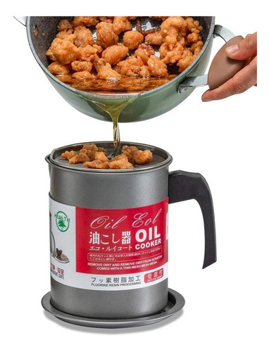 Mini Olla Colador Filtro De Aceite Acero Inoxidable Gris