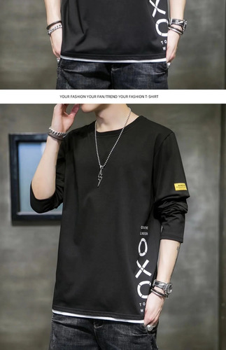 Camiseta De Manga Larga Con Estampado Casual Y Corte Ajustad