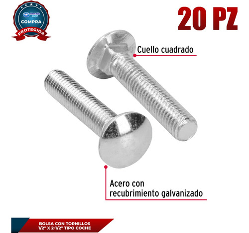 Bolsa Con 20 Tornillos 1/2 X 2-1/2 Tip