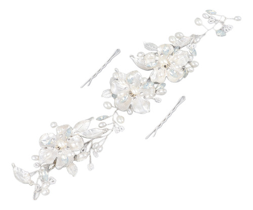 Horquilla De Boda Con Flores Y Perlas Artificiales