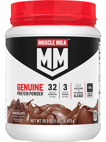 Muscle Milk Protena En Polvo Autntica, Chocolate, 1.93 Libra