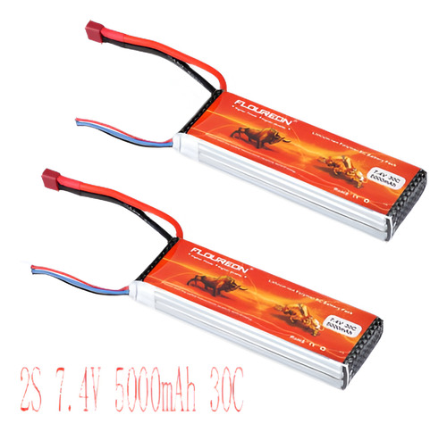 2 X Rc De 5000mah 7.4v Batería De Lipo De 30 C T Enchufe Par