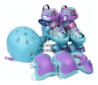 Patines Oka 4 Ruedas Mod Frozen + Kit Proteccion