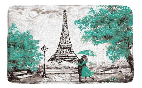 Alfombrilla Baño Pintura Al Oleo Vintage Torre Eiffel Art