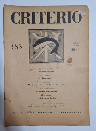 Antigua Revista Criterio 1935 Julio N°383 Religion Le408