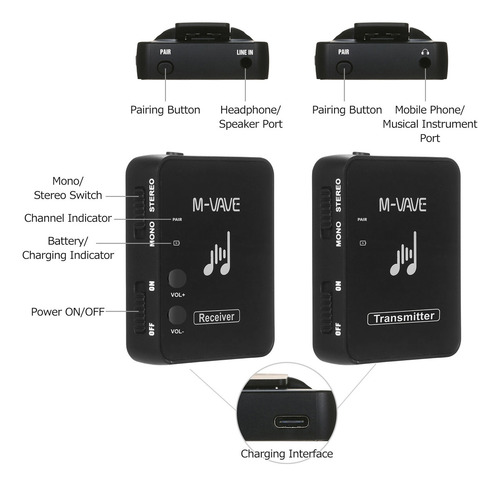 Transmissor Receptor Sem Fio Retorno Palco Fone In Ear 2.4gh